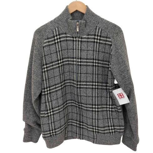 バーバリーロンドン BURBERRY LONDON チェック柄 ジップニット ドライバーズニット レディース